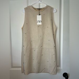 NWT Zara Cream Sequin Sheath Mini Dress
